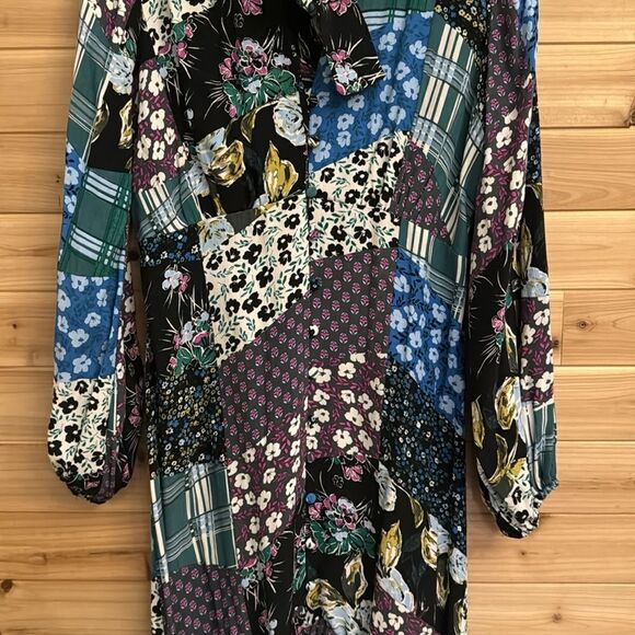 Monsoon Size 8 Bette Patch Print Long Sleeve Button Front Shirt Dress - Picture 5 of 15